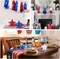 6-Inch Wooden Glitter Stars – Set of 3 3D Patriotic Decorations for Labor Day, Memorial Day & 4th of July, Red White & Blue Tiered Tray, Table, Shelf & Door Decor